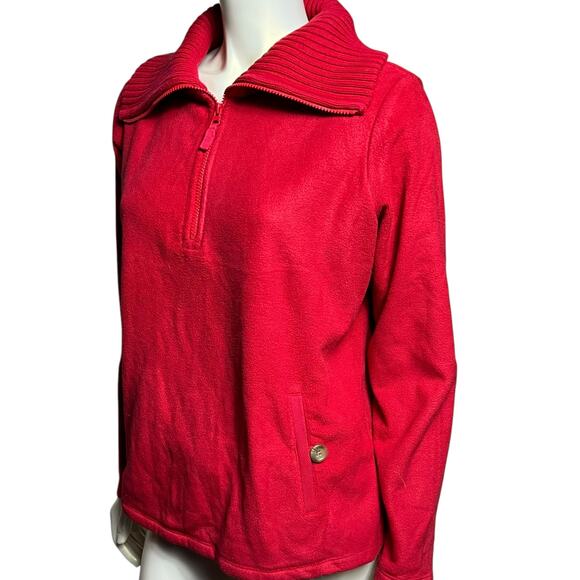 Lands' End Red Fleece Quarter Zip Pullover Size 18-20 Plus Made in Vietnam - Picture 9 of 9